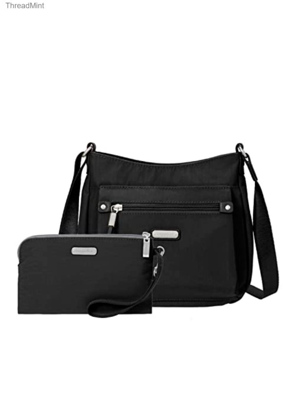 Baggallini Uptown RFID Crossbody Purse with Wristlet, Nylon Travel Bag